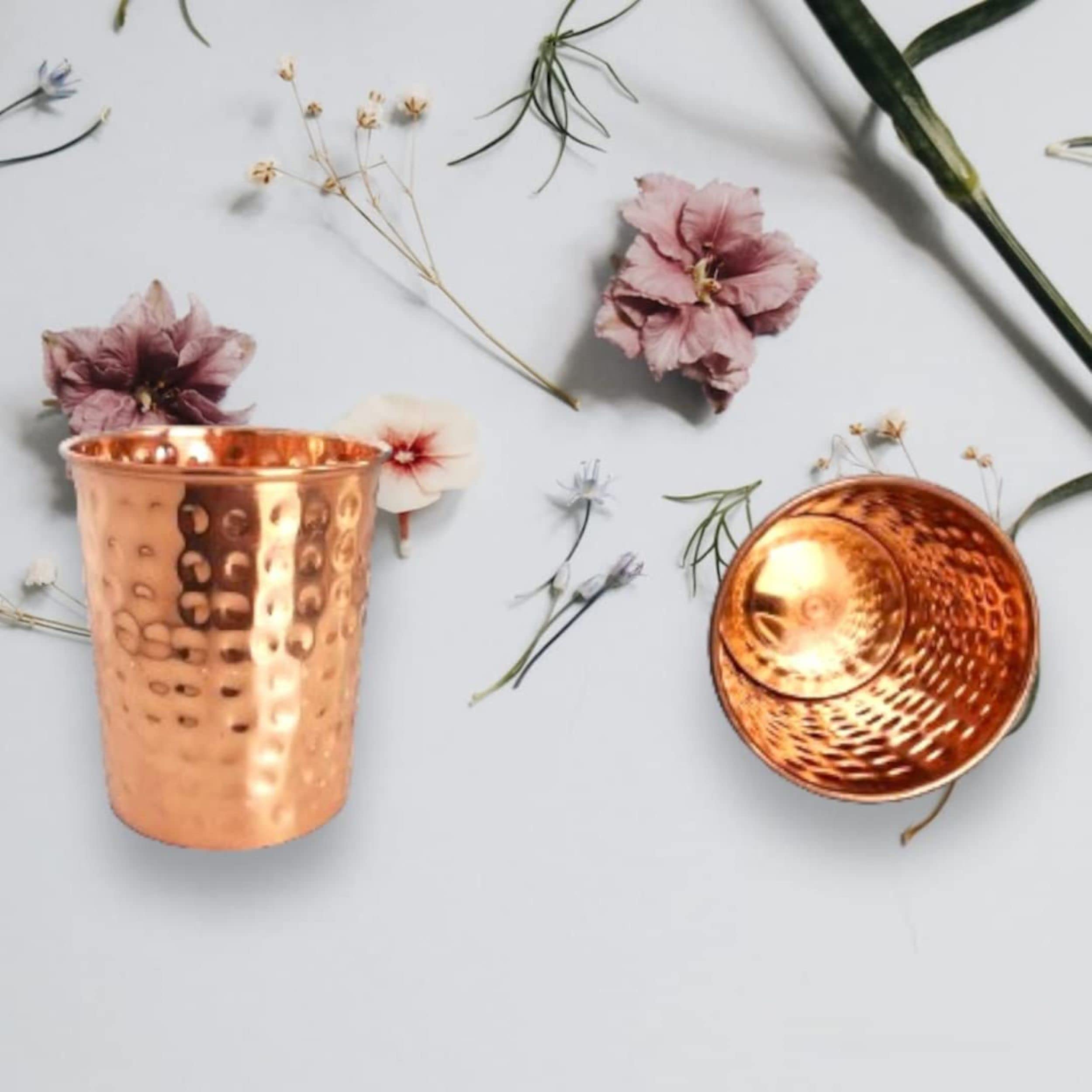 2activelife Hammered Design Pure Copper Tumbler Set of 2 | Drinking Water with Copper Cups | Premium Quality Copper Tumblers use for Home, Office, Hotel, Travel and Gifting - 11.8 US Fl Oz