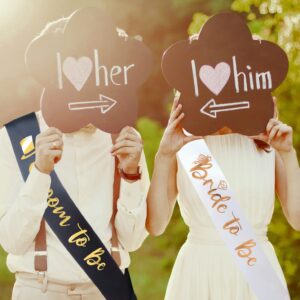 Docooniver Bride to be&Groom to be 2 Pack Sash for Bridal Shower,Bachelorette Party Sash,Bridal Shower Favors and Decorations.(White&Black)