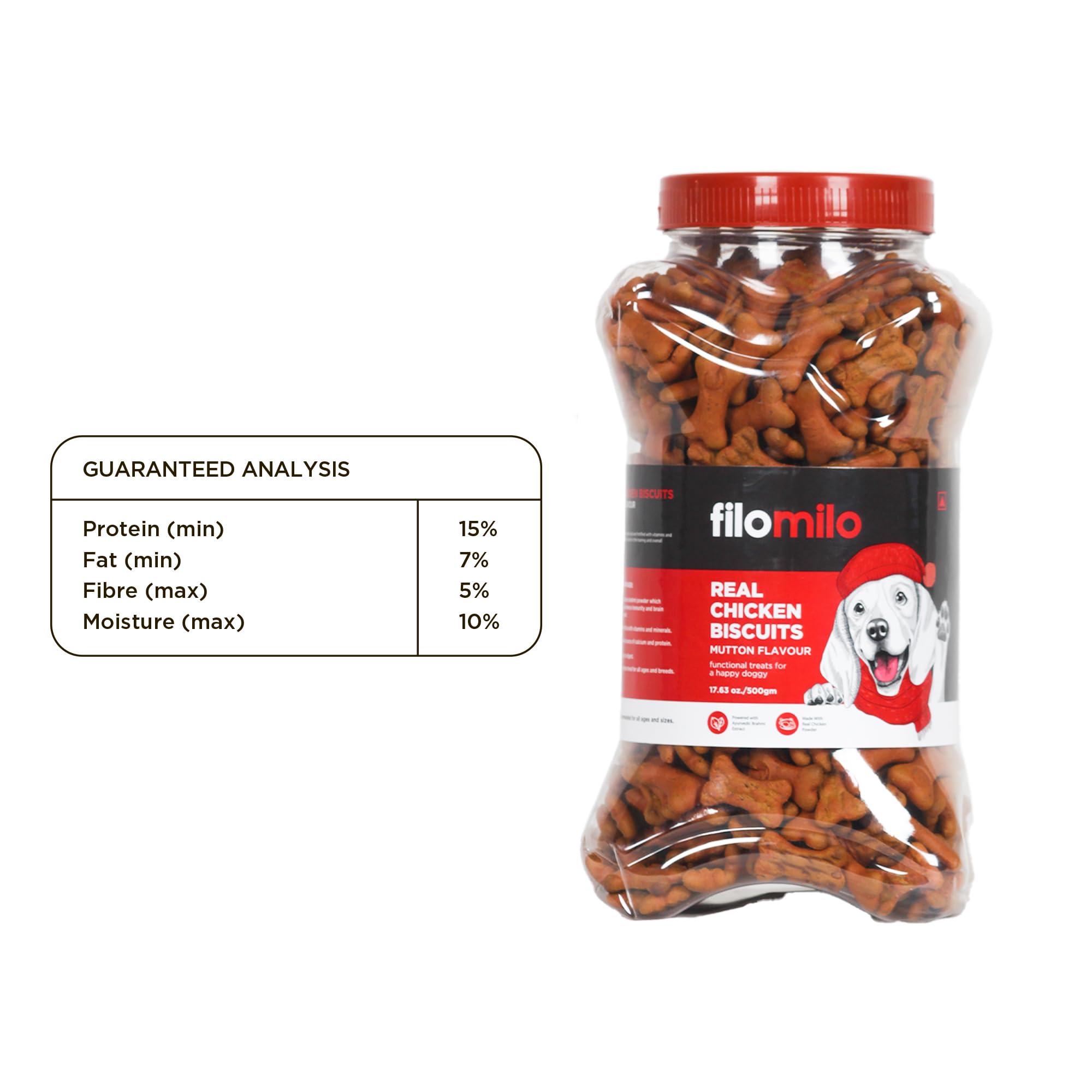 filomilo – Real Chicken Dog Biscuits - Lamb Flavour| Biscuits for Small Dogs | Biscuits for Medium Dogs | Biscuits for Large Dogs | Dog Treats - 17.63 oz (500 Grams)