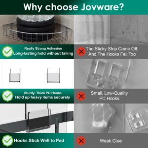 Jovware Shower Caddy Adhesive Replacement Sticker Flat Hook Adhesive Shower Caddy Hooks Flat Hook Flat Shower Caddy Hooks Transparent Strong Hook for Bathroom Shower Organizer Hanging Kitchen 4 Pack