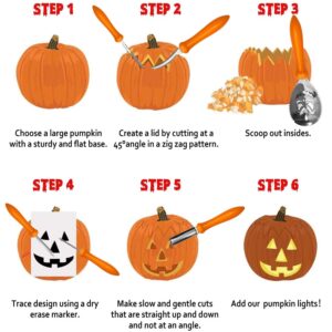 Pumpkin Carving Kit, Pumpkin Carving Tools Kit Knife for Adults with 10 Stencils Patterns, Professional Heavy Duty Pumpkin Carving Set for Family Party Decorations