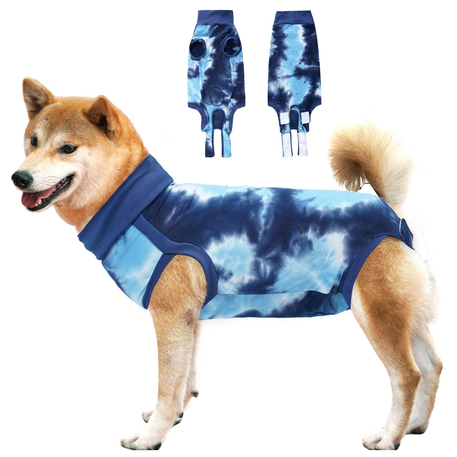 Dotoner Dog Recovery Suit Tie-Dye Pet Recovery Shirt Surgery Suit for Male Female Dogs Alternative E-Collar&Cone Protecting Abdominal Wounds Skin Disease Prevent Licking Wounds Dog Onesies