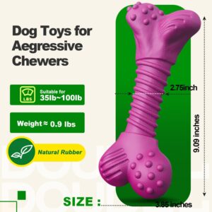 Doudele Dog Toys for Aggressive Chewers, Dog Toys for Medium Large Dogs, Natural Rubber Dog Chew Toys with Beef Flavor, Indestructible Dog Toy, Chew Toys for Aggressive Chewers (Purple)