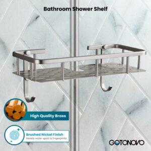 gotonovo Brushed Nickel Shower Shelf Wall Mount Solid Brass Essential Shower Rack Single Pack One Layer Bathroom Shower Rack Basket Arm Mount Shower Storage