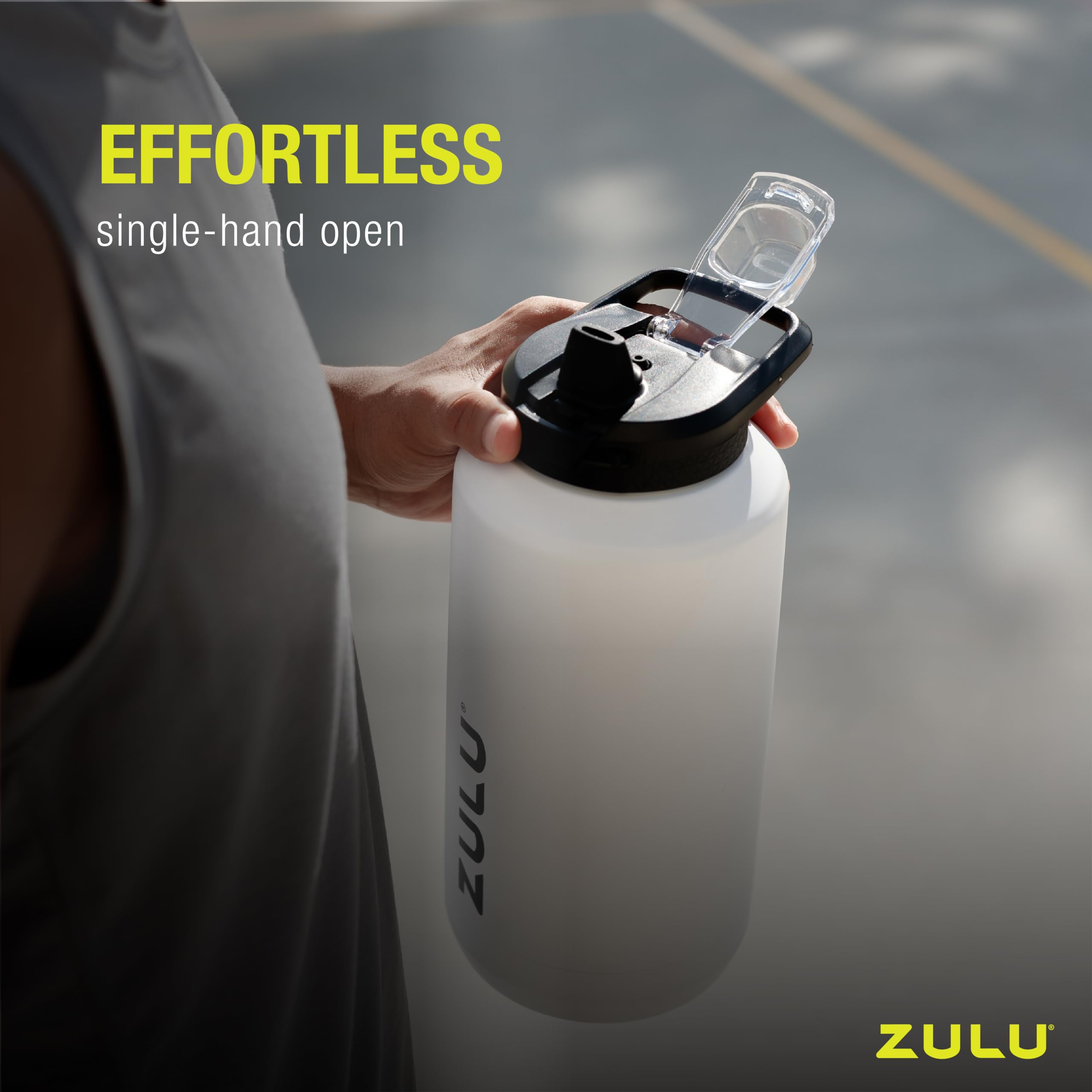 ZULU Goals 64oz Water Bottle Half Gallon Stainless Steel Jug with Straw, Leak Proof Lid and Handle, Vacuum Insulated Double Walled Reusable Metal Jug Perfect for Gym, Home, and Sports, White