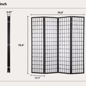 Room Divider, 4 Panel Plum Blossom Shoji Screen, 6FT Folding Chinese Wall Dividers with Waterproof Shoji Paper for Home Office Bedroom, Divider for Room Separation Japanese Style Room Dividers