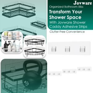 Jovware Shower Caddy Adhesive Replacement Sticker Flat Hook Adhesive Shower Caddy Hooks Flat Hook Flat Shower Caddy Hooks Transparent Strong Hook for Bathroom Shower Organizer Hanging Kitchen 4 Pack