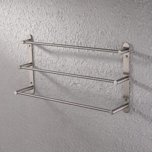 304 Stainless Steel Towel Rack 3-Layer Towel Bar Kitchen Hardware Pendant Bath Towel Rack Drawing Bathroom Towel Hanging Rack Wall Mounted Towel Rack Shower Tidy Hanging Shelf Organizer Bar