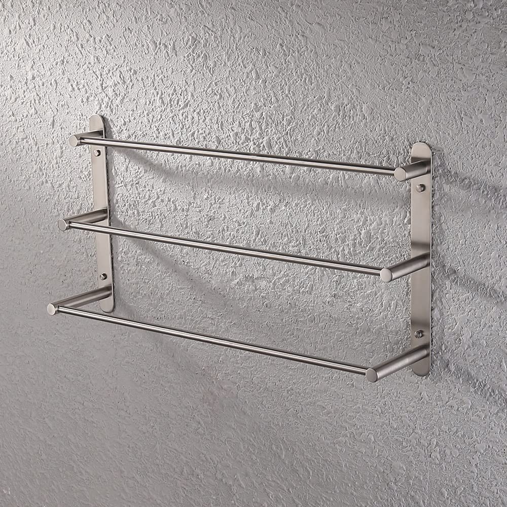 304 Stainless Steel Towel Rack 3-Layer Towel Bar Kitchen Hardware Pendant Bath Towel Rack Drawing Bathroom Towel Hanging Rack Wall Mounted Towel Rack Shower Tidy Hanging Shelf Organizer Bar