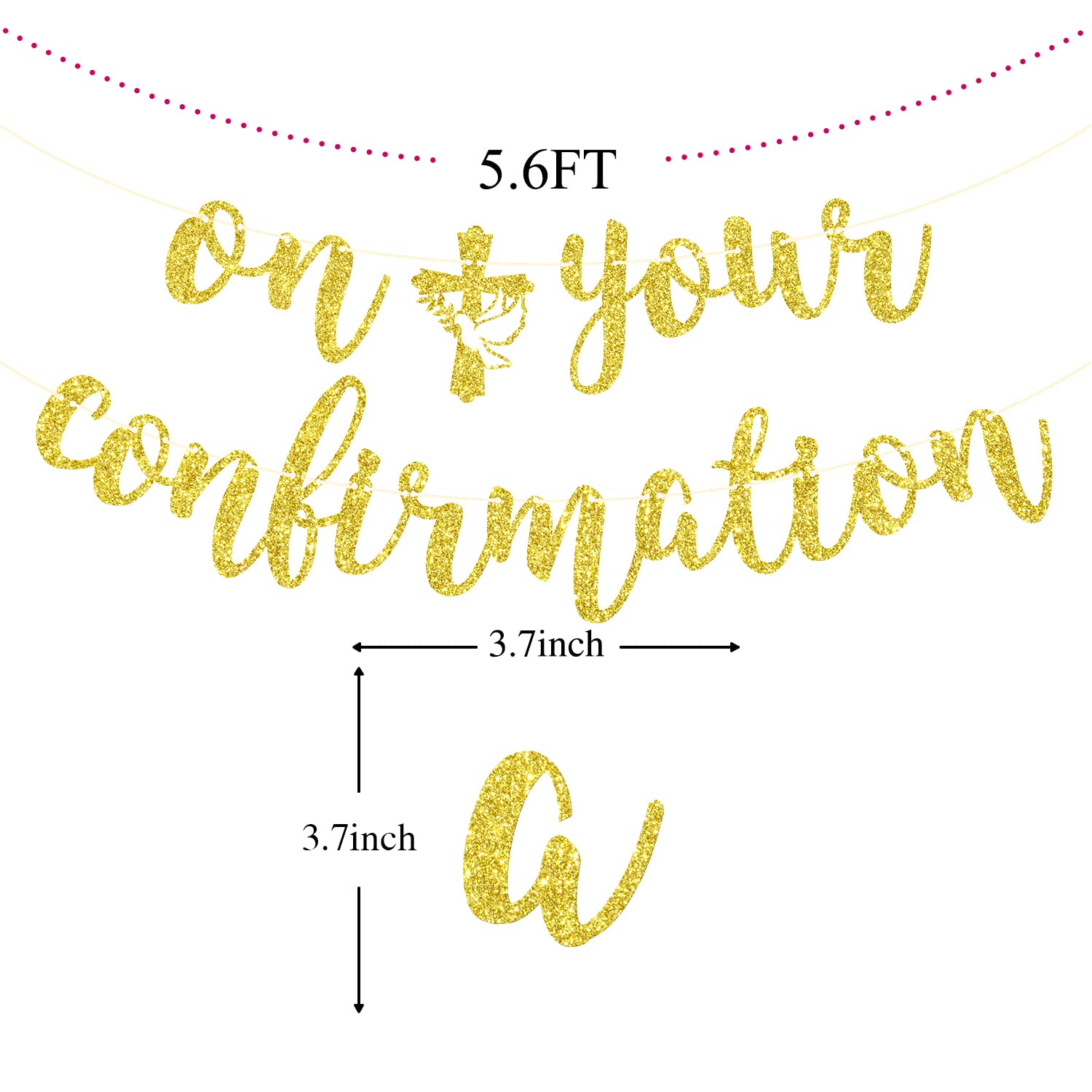 On Your Confirmation Banner, Holy Confirmation Decorations, Baptism, Bridal Shower, Engagement, Wedding, Bachelorette, Marriage Anniversary Party Decorations Gold Glitter