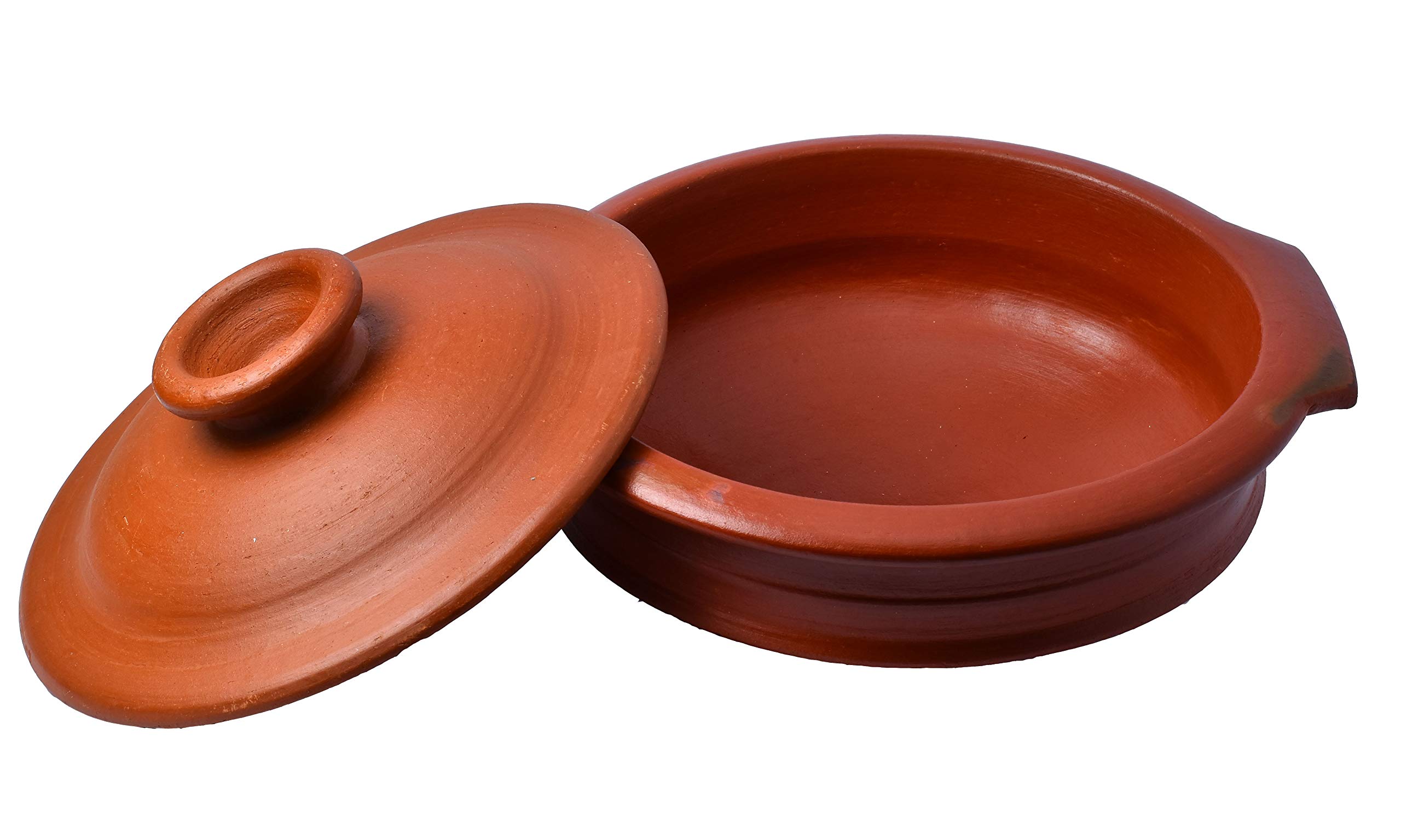 Indian best traditional cookware earthenware| Cookware for Cooking and Serving- Handi Small Size-Organic-Pre-Seasoned-Natural Red- 3 Liter with Lid