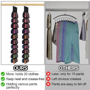 Aulock 2 Pack Legging Storage Organizer, Hanging Closet Organizer System, Black Clothes Closets Holder with 20 Roll Independent Compartments for Yoga T-Shirts Bras Socks Pants Tank Top Towel