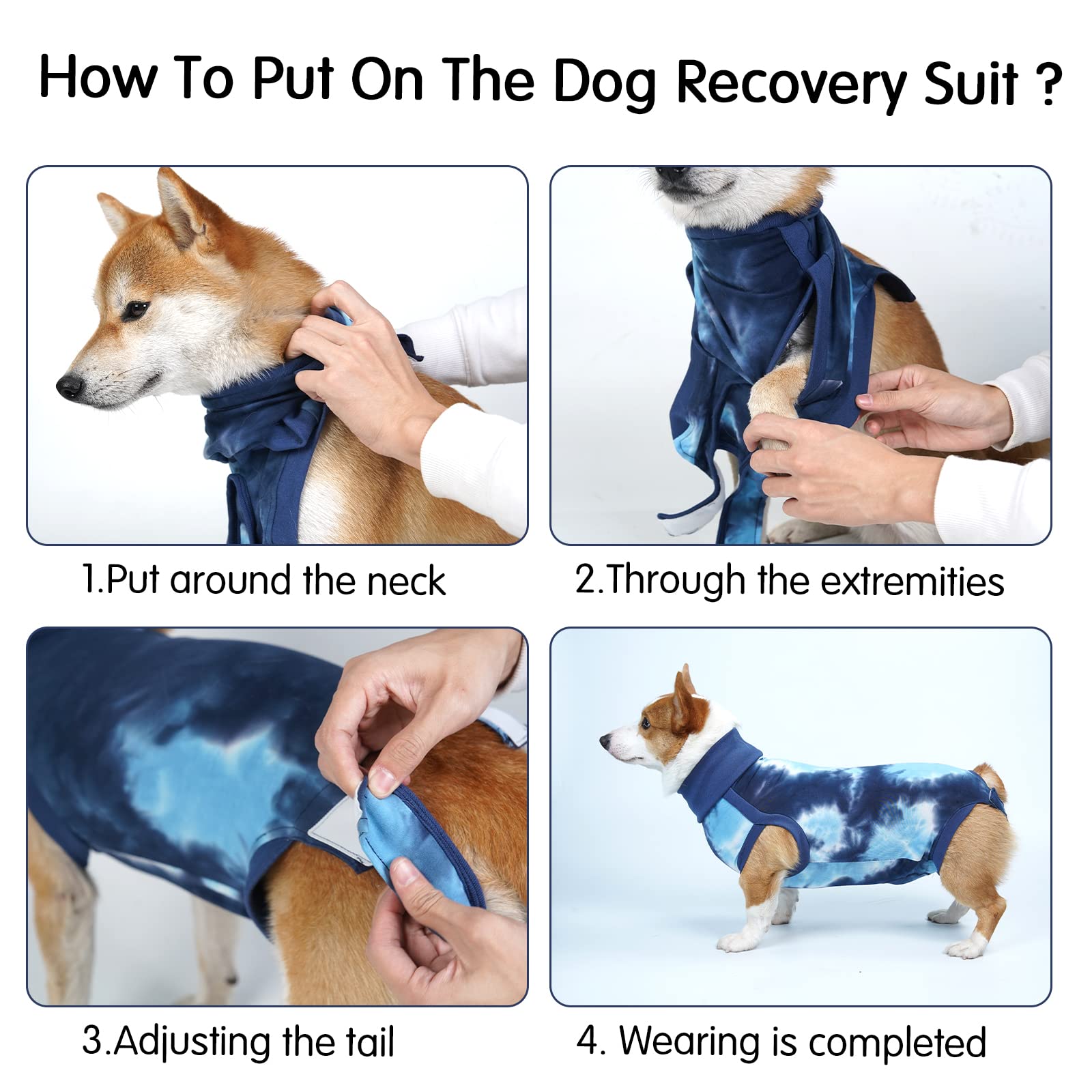 Dotoner Dog Recovery Suit Tie-Dye Pet Recovery Shirt Surgery Suit for Male Female Dogs Alternative E-Collar&Cone Protecting Abdominal Wounds Skin Disease Prevent Licking Wounds Dog Onesies