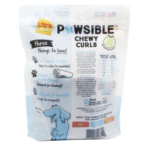 Ultra Chewy Pawsible Chewy Curls - Plant-Based Dog Treats Made in USA, Bacon and Cheese Flavor - Healthy, Wholesome Reward, Easy to Digest Rawhide Free Snack - 7 Count