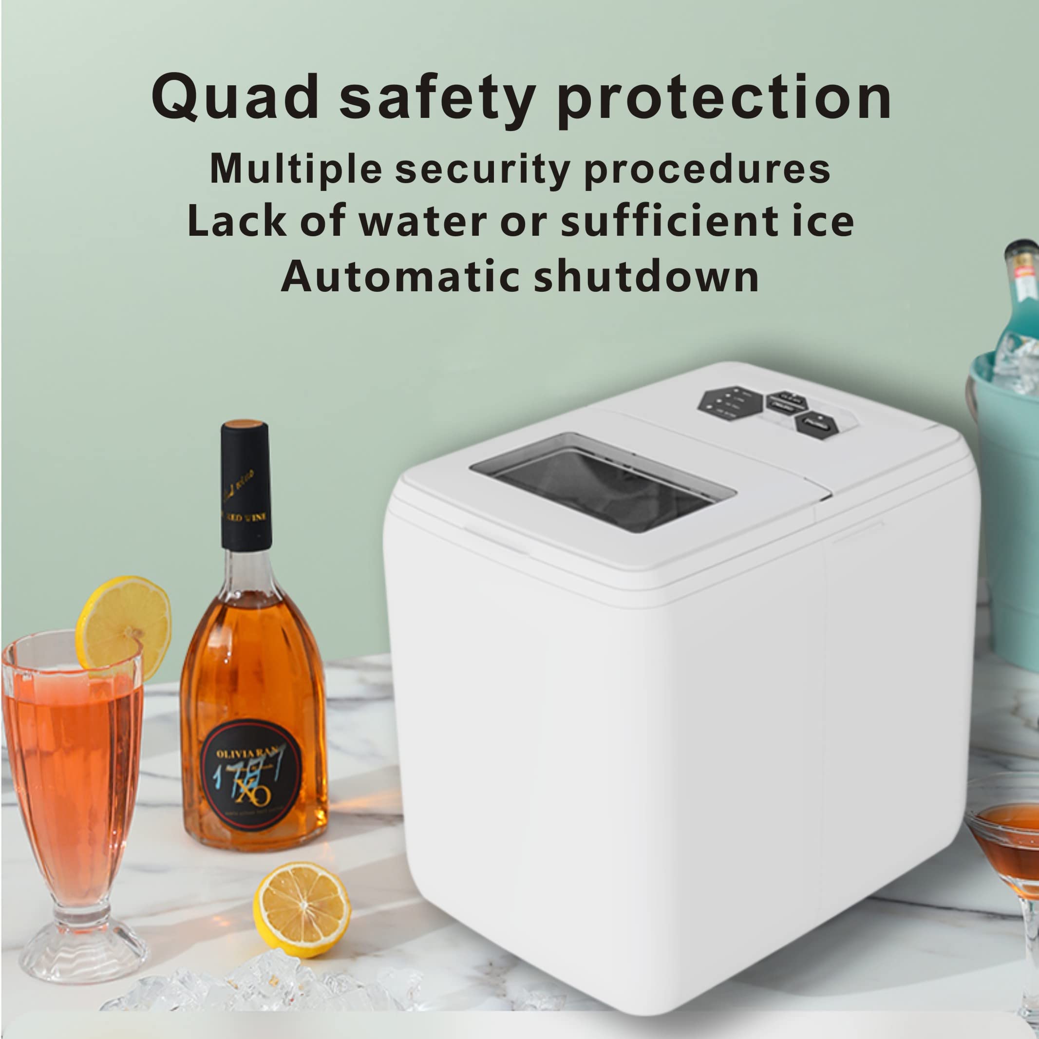 Ice Maker Countertop 44LBS Ice Maker Home Use Outdoor Use Ice Maker 20KG Compact Ice Maker with Ice Scoop & Basket, Ideal for Home Use Party Camping