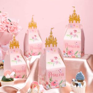 50 Pcs Princess Castle Party Favor Boxes Pink Candy Treat Cardboard Boxes Princess Crown Goodie Gift Bag Princess Party Supplies for Girl Kids Birthday Baby Shower Decorations (9.5 x 3.5 x 3.5 in)