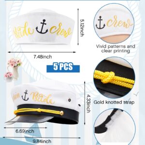 6 Sets Nautical Bridal Shower Hat Set - Women's Bride Captain Hat with Veil, Crew Sailor Hat, Fanny Pack, Heart Sunglasses for Bachelorette Party Boat Supplies