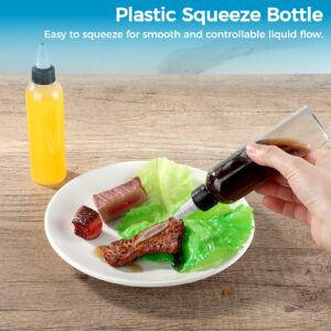 20PCS 8.5oz Clear Dispensing Bottles, Plastic Squeeze Bottles with Twist Top Caps for Oils Inks Liquids, Household Round Squeeze Bottles for Crafts Kitchen Food Making