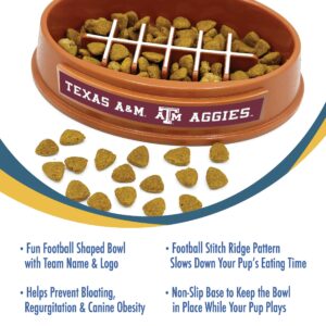 NCAA Super-Bowl - Texas A&M Slow Feeder Dog Bowl. Football Design Slow Feeding Cat Bowl for Healthy Digestion. Non-Slip Pet Bowl for Large & Small Dogs & Cats