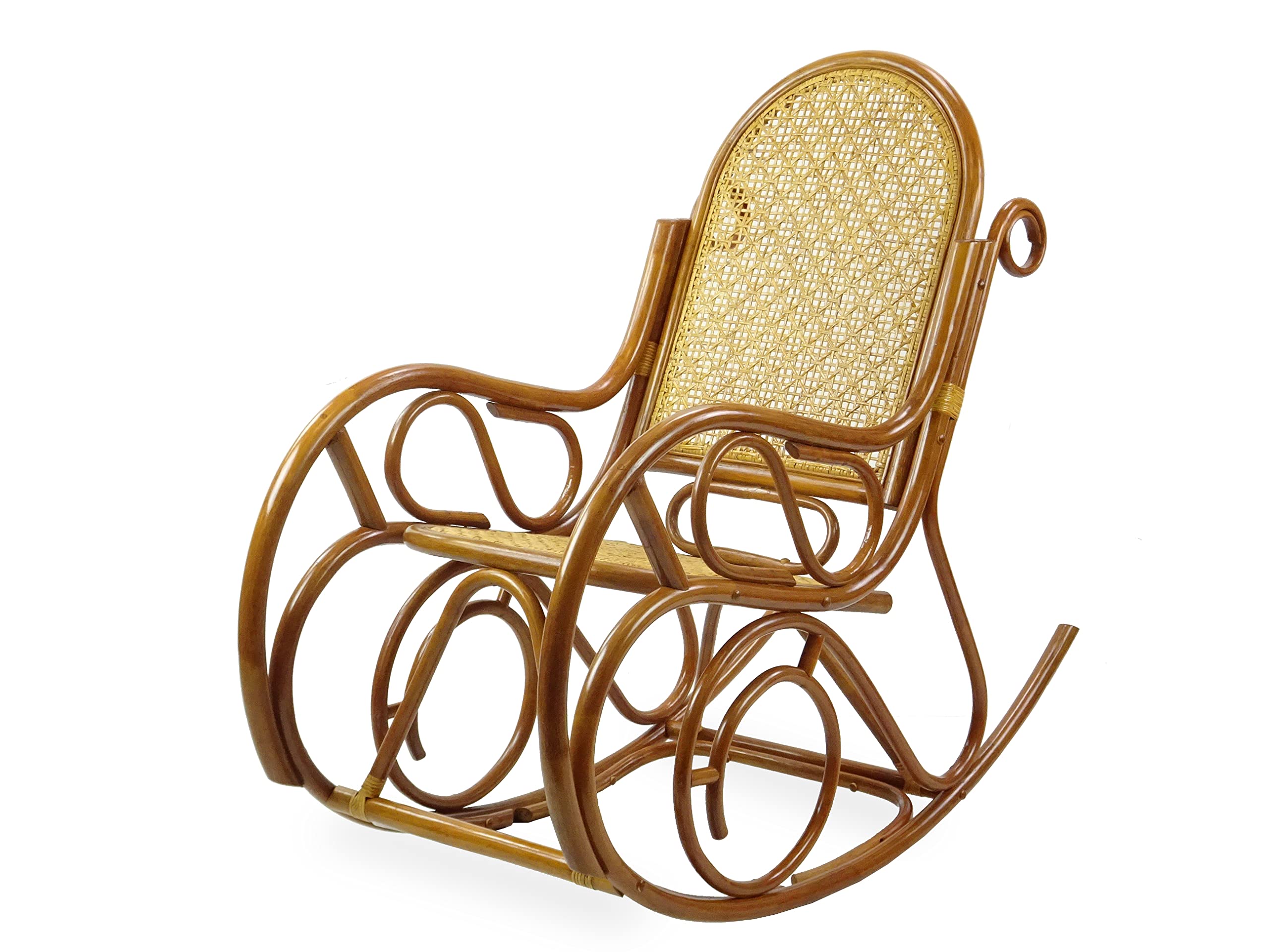 Wickerix Milano Rocking Chair, Natural Rattan Wicker Handmade, ECO, Colonial Color