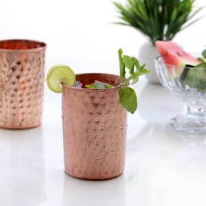 2activelife Hammered Design Pure Copper Tumbler Set of 2 | Drinking Water with Copper Cups | Premium Quality Copper Tumblers use for Home, Office, Hotel, Travel and Gifting - 11.8 US Fl Oz