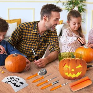 Pumpkin Carving Kit, Pumpkin Carving Tools Kit Knife for Adults with 10 Stencils Patterns, Professional Heavy Duty Pumpkin Carving Set for Family Party Decorations