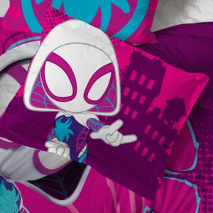 Marvel Spidey & His Amazing Friends Ghost Spider Gwen 5 Piece Twin Bed Set - Bedding includes Comforter & Sheet Set - Super Soft Fade Resistant Microfiber