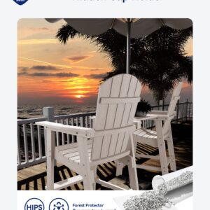 YEFU Balcony Chair, Tall Adirondack Chair Set of 2 with Connecting Tray, Poly Lumber Adirondack Chair Bar Stools, Patio Stools, 380lbs, Weather Resistant for Outdoor Deck Lawn Pool Backyard-White