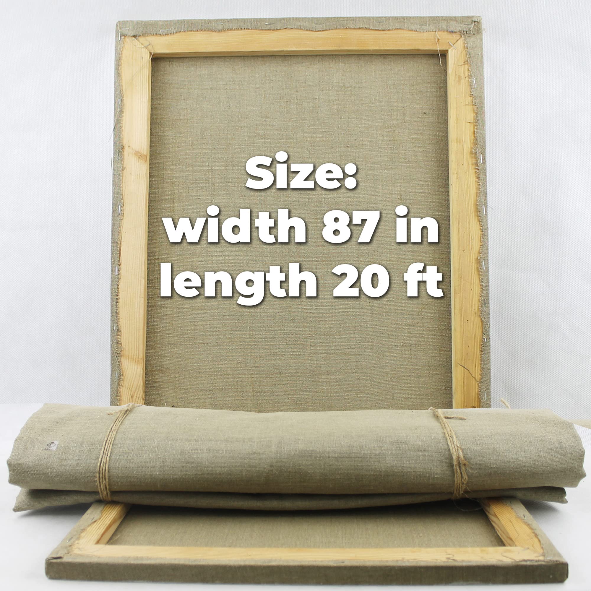 Art Natural Linen Canvas Roll 87" Wide X 5 ft - Plain Unprimed Canvas Fabric for Painting - Raw Linen Canvas Rolled