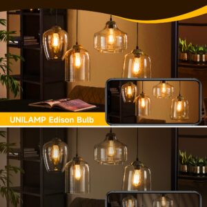 UNILAMP Dimmable LED Edison Bulb, ST64 E26 Base Lighting Vintage LED Bulbs, 6W Vintage LED Light Bulb(60W Equivalent), 600lm, 2200K Amber Warm, High Brightness Amber Glass (2 Packs)