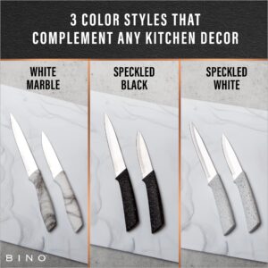 BINO 2-Piece Stainless Steel Paring Knife & Utility Knife with Blade Guards Set - Speckled White | Sharp Knife Set with Good Grip | Cooking Knives | Peeling & Cutting Fruits & Vegetables | Meal Prep