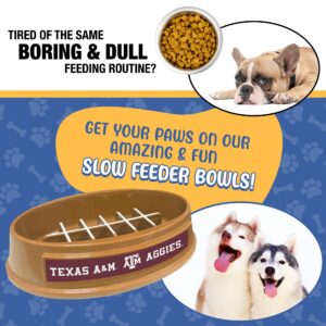 NCAA Super-Bowl - Texas A&M Slow Feeder Dog Bowl. Football Design Slow Feeding Cat Bowl for Healthy Digestion. Non-Slip Pet Bowl for Large & Small Dogs & Cats