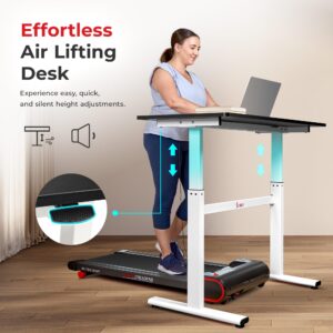 Sunny Health & Fitness Multi-Purpose Air-Drive Adjustable Standing Desk, Pneumatic Air Lifting, Electricity-Free, Scratch-Resistant Surface with up to 47.2" Height, Treadmill Compatible SF-A023001