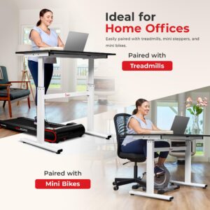 Sunny Health & Fitness Multi-Purpose Air-Drive Adjustable Standing Desk, Pneumatic Air Lifting, Electricity-Free, Scratch-Resistant Surface with up to 47.2" Height, Treadmill Compatible SF-A023001