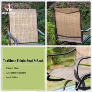 HERA'S HOUSE Outdoor Swivel Bar Stools, Counter Bar Height Patio Bar Stool Chairs with Solid Back & Armrest, All Weather Textilene Sling Fabric Chair for Deck Lawn Garden