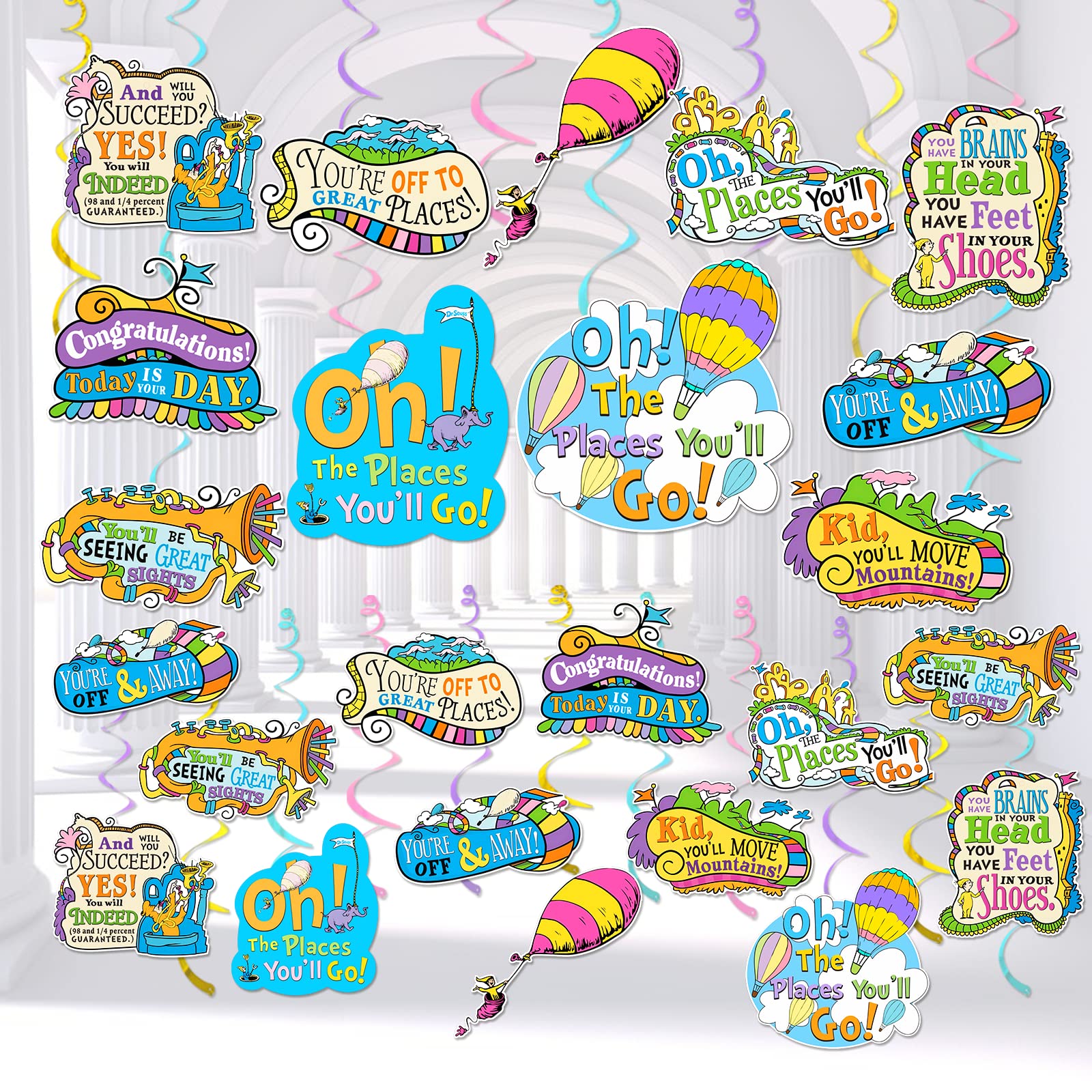 Oh The Places You'll Go Decorations Graduation Decorations Oh The Places You'll Go Hanging Swirl Decorations Baby Shower Decorations Kindergarten Graduation Decorations