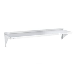 Restaurantware Kitchen Tek 12 x 60 Inch Restaurant Shelf 1 Heavy-Duty Stainless Shelf - 214-lb. Capacity Smooth Edges Stainless Steel 430 Commercial Shelf Easy To Clean Includes 2 Support Brackets