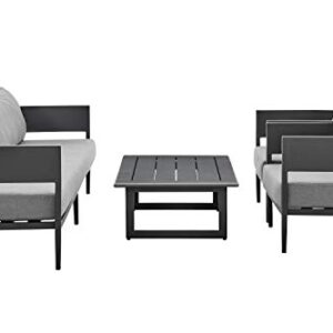 Armen Living Argiope Modern Outdoor Patio Conversation Set, 4 Piece, Dark Gray