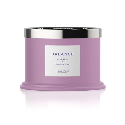 HomeWorx Balance Aromatherapy Candle, 3-Wick Premium Scented Candle, 40 Hours of Clean Burn, Lavender & Cedarwood