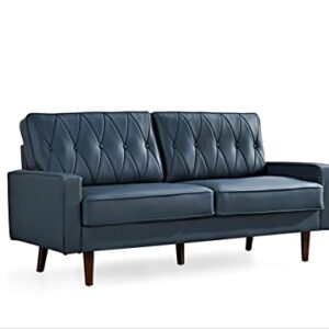 US Pride Furniture Modern Style Faux Leather 69.3’’ Wide with Round Tapered Legs Living Room Sofas, Blue