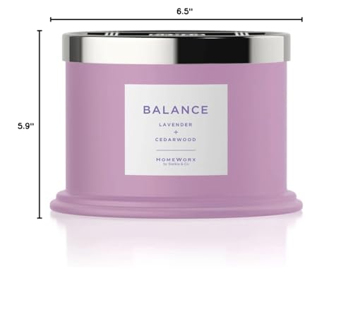 HomeWorx Balance Aromatherapy Candle, 3-Wick Premium Scented Candle, 40 Hours of Clean Burn, Lavender & Cedarwood