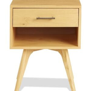 Mid Century Modern One Drawer Nightstand/Constructed of Solid Wood/Oak Finish