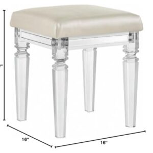 Picket House Furnishings Charlotte Vanity Stool with Acrylic Leg