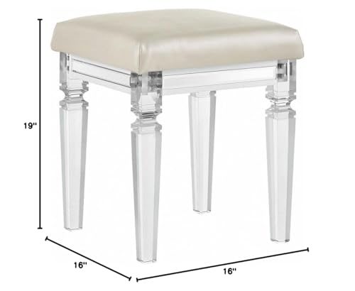 Picket House Furnishings Charlotte Vanity Stool with Acrylic Leg