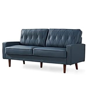 US Pride Furniture Modern Style Faux Leather 69.3’’ Wide with Round Tapered Legs Living Room Sofas, Blue