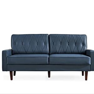 US Pride Furniture Modern Style Faux Leather 69.3’’ Wide with Round Tapered Legs Living Room Sofas, Blue