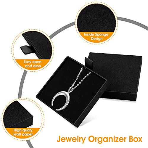 Yolev 2 Pack Jewelry Gift Boxes Cardboard Jewelry Boxes, 2.9x3.1x0.7Inch Small Gift Boxes for Bracelets Earrings Necklaces Jewelry Gift (Black)