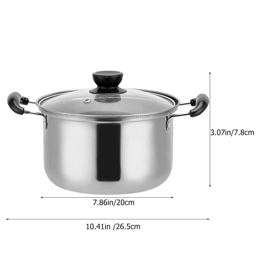 SHERCHPRY Stainless Steel Milk Pot Cooking Pot with Lid Pasta Soup Pot Spaghetti Pot 1.5 Quart Pot French Onion Pot Stainless Steel Cooking Utensils Multifunctional Pot Metal Small Soup Pot