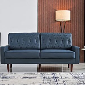 US Pride Furniture Modern Style Faux Leather 69.3’’ Wide with Round Tapered Legs Living Room Sofas, Blue