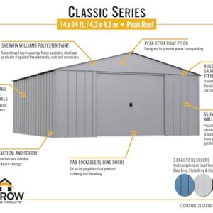 Arrow Classic Metal Shed, 14 x 14, Flute Grey